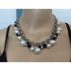 Necklace with Faux Pearls and Black Beads